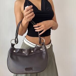 Vintage Brown Sport Missoni Brown Leather Shoulder Bag Minimal Y2K (Italy)